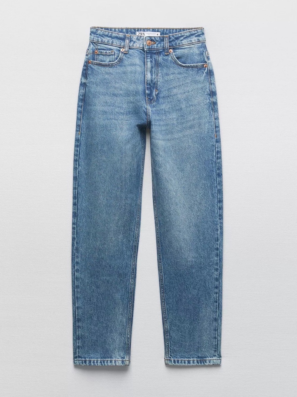 Zara Medium Blue High-Waist Mom Jeans - Size 12
